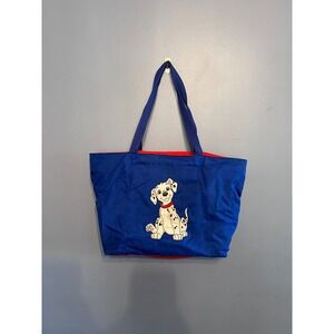 The Disney Store 101 Dalmatians Embroidered Blue & Red Zip Up Tote Bag 90s Y2K